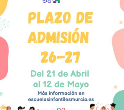 Abierto el plazo de admisión para las Escuelas Infantiles Municipales de Murcia
