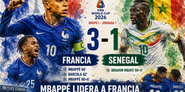 Francia 3-1 Senegal: Mbappé despierta a los Bleus y evita la sorpresa africana en el estreno del Mundial 2026