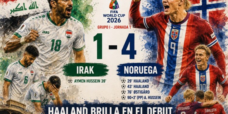 Irak 1-4 Noruega: Haaland firma un estreno mundialista de estrella y sitúa a los nórdicos junto a Francia en el liderato