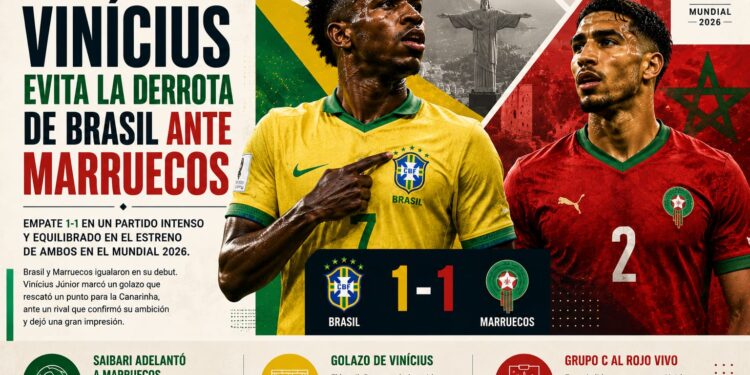 Vinícius evita la derrota de Brasil ante un Marruecos que confirmó su ambición mundialista
