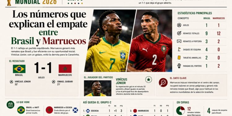 Los números que explican el empate entre Brasil y Marruecos