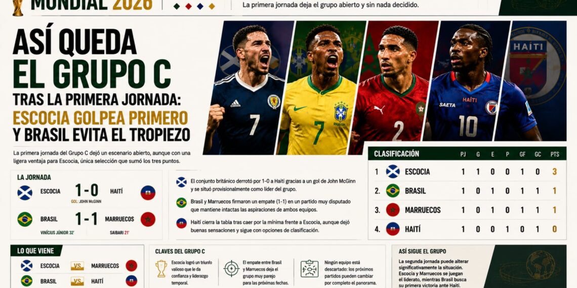 Así queda el Grupo C tras la primera jornada: Escocia golpea primero y Brasil evita el tropiezo