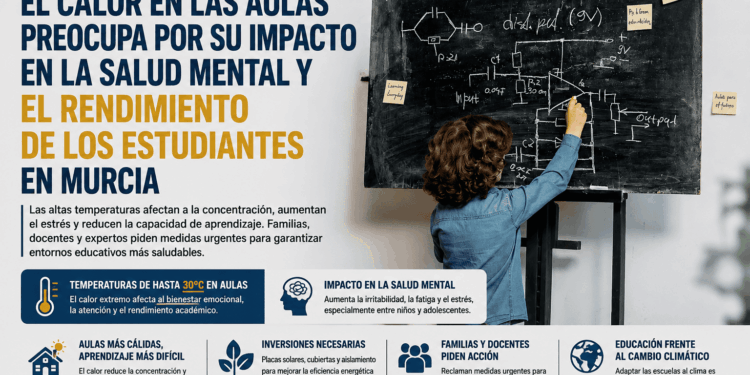 El calor en las aulas preocupa por su impacto en la salud mental y el rendimiento de los estudiantes en Murcia