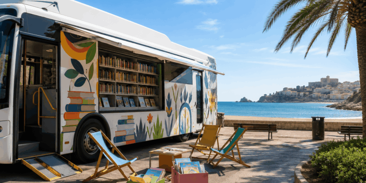 Los bibliobuses de la Región de Murcia llevan más de 60.000 libros a playas y pueblos este verano