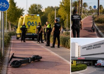 Investigan qué ocurrió a un joven hallado inconsciente junto a un patinete en un carril bici de Murcia