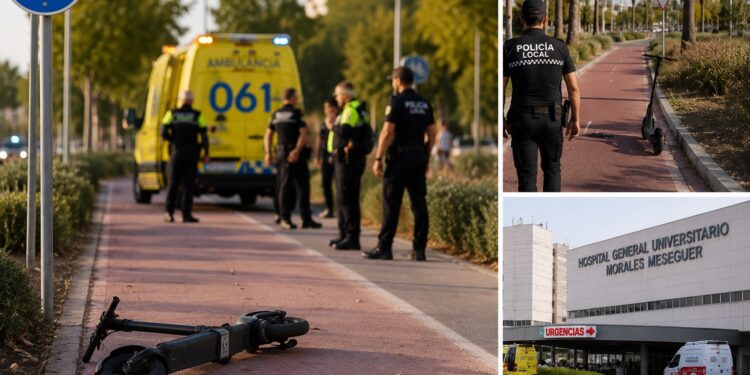 Investigan qué ocurrió a un joven hallado inconsciente junto a un patinete en un carril bici de Murcia