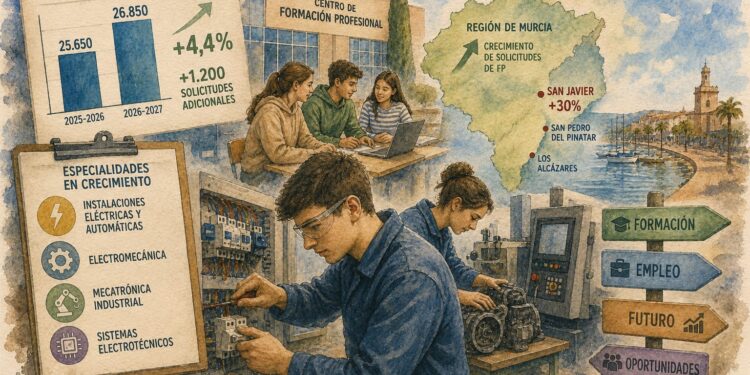 La Formación Profesional gana impulso en la Región de Murcia y San Javier lidera el crecimiento de las solicitudes