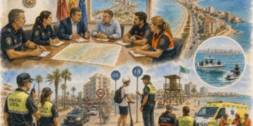 San Javier y Cartagena refuerzan la coordinación para garantizar la seguridad durante el verano en La Manga del Mar Menor