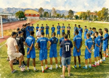 Estadio El Rubial durante la preparación del Águilas FC para Primera Federación